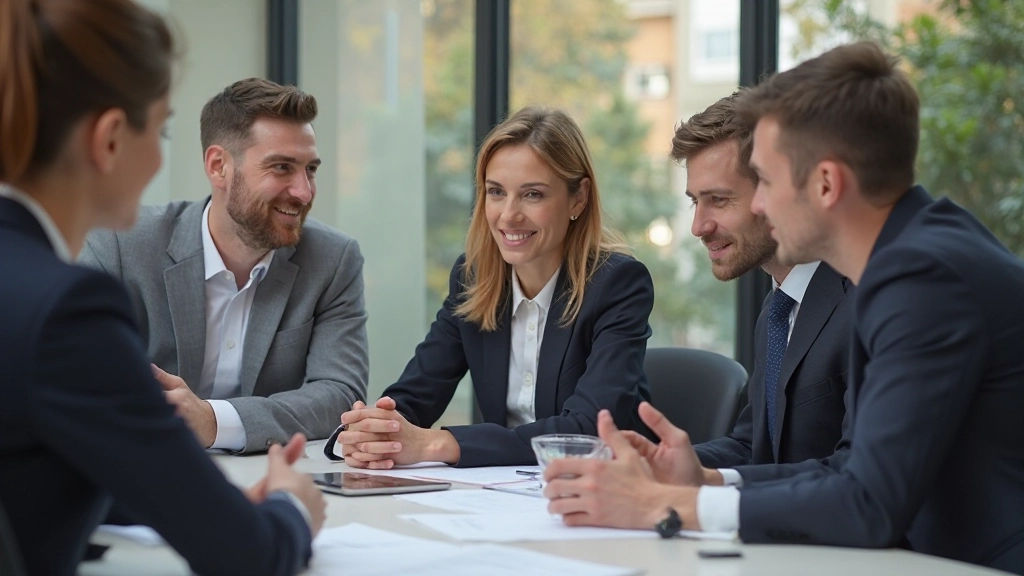 Diverse zakenteam in vergadering bespreekt projectdetails