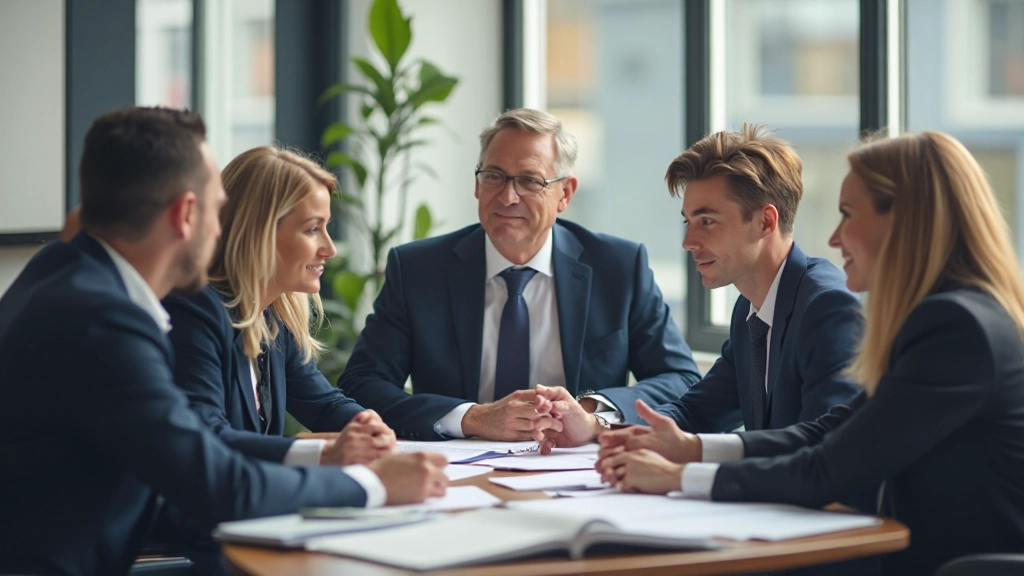 Professionele zakelijke vergadering in moderne conferentieruimte met diverse teamleden